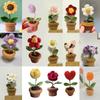 1PC Desktop Dekorative Hand-woven Stricken Blume Rose Tulpen Bouquet Topf Gestrickte Bouquet Geschenk