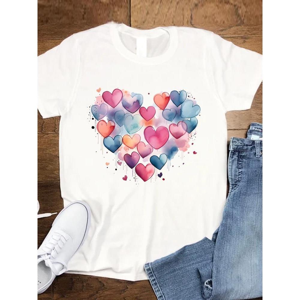 Leopard Love Trend 90s Women Fashion Clothing Tee Top Casual Short Sleeve Tshirts Graphic T-shirts T Female Cartoon Lady Clothes