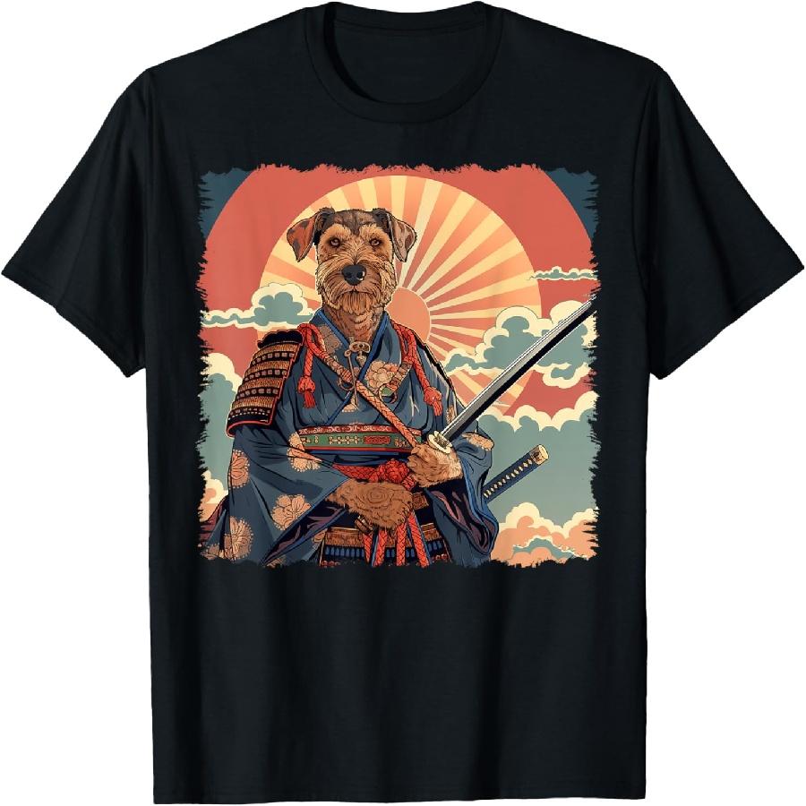 Airedale Terrier Dog Japanese Art Samurai Ukiyo-e Vintage Men Women Kids T-Shirt S