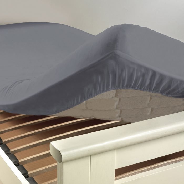 Drap housse coton INTIMITY 140x190cm gris souris