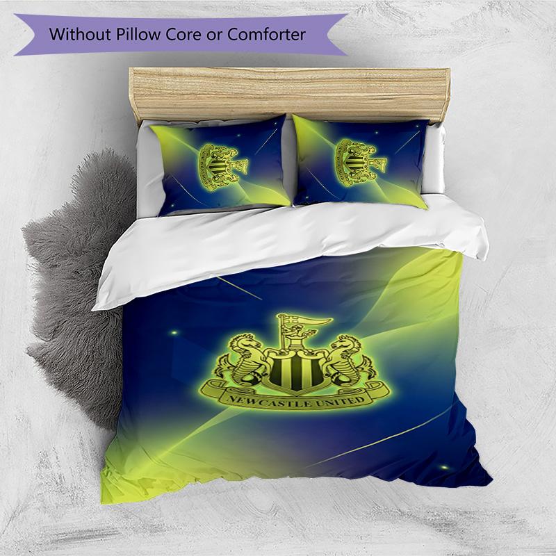 Set Lenzuola Stampato Newcastle United Football 3 Pezzi, Comodo Set Copripiumino per Camera da Letto Amico della Pelle