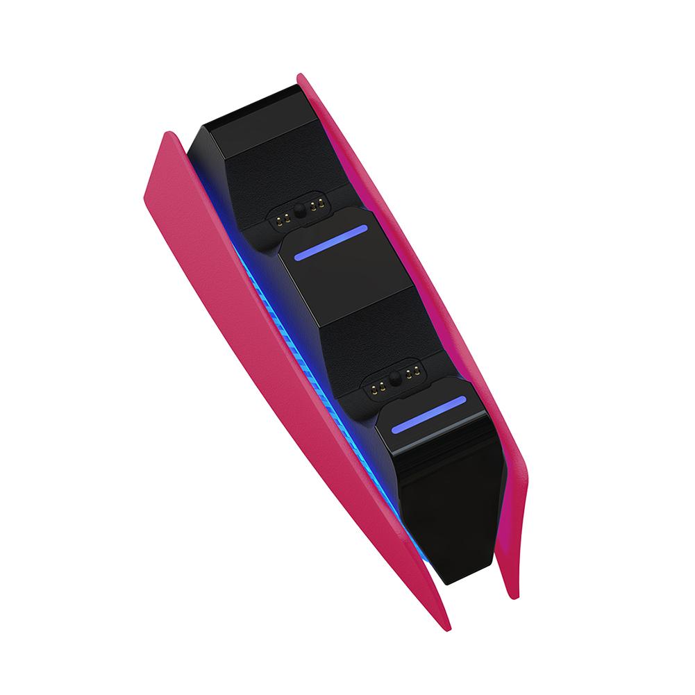 

Для PS5 Dual Charging Dock Зарядная подставка Type-C DualSense Зарядная станция для PlayStation 5 со светодиодным индикатором для геймпадов PS5 розы красного