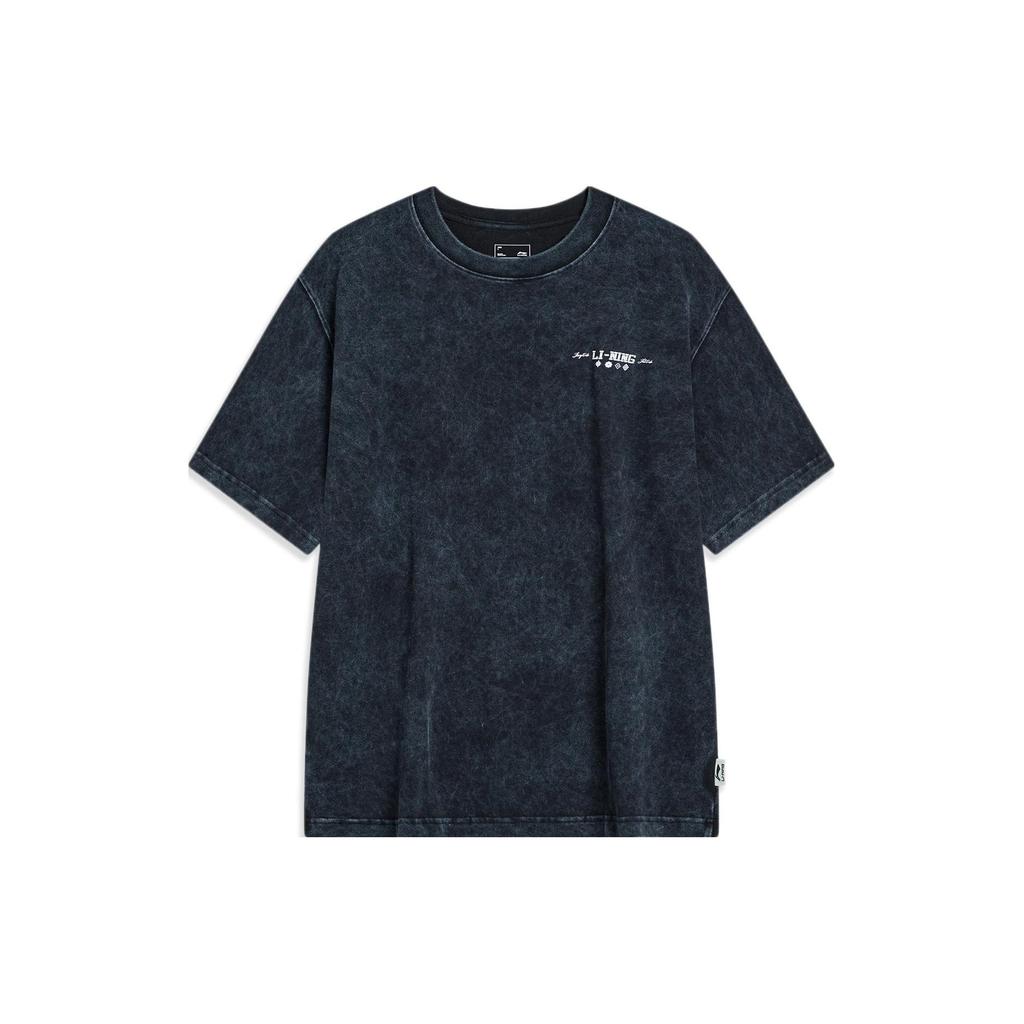 Li Ning Sports Lifestyle Series Commentary Cup Same Style Solid Color Round Neck Pullover Short Sleeve T-Shirt Men T-Shirt Black AHST439-4