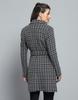MONTE CARLO Womens Self Design Black Notch Lapel Full Sleeve Coat