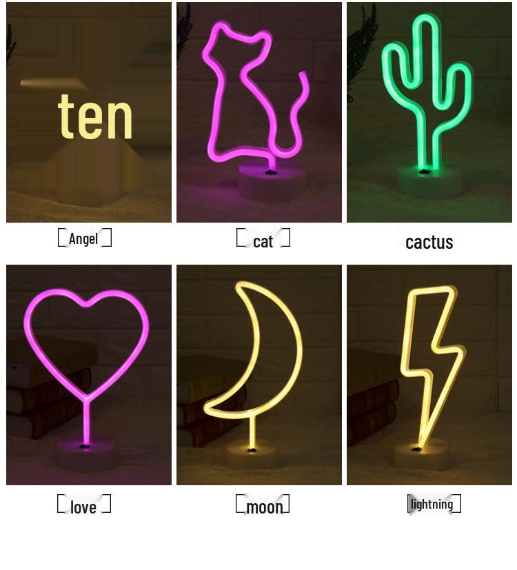Creative LED Heart Neon Light - Romantic Atmosphere Table Lamp for Bedroom Decor