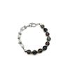 Unisex Gaga Snowflake Obsidian & Stainless Steel Handmade Bracelet