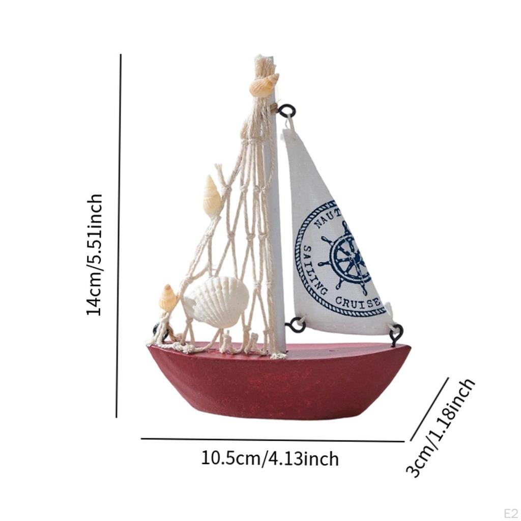 Mini Sailboat Model Beach Decor Item for Office And Home