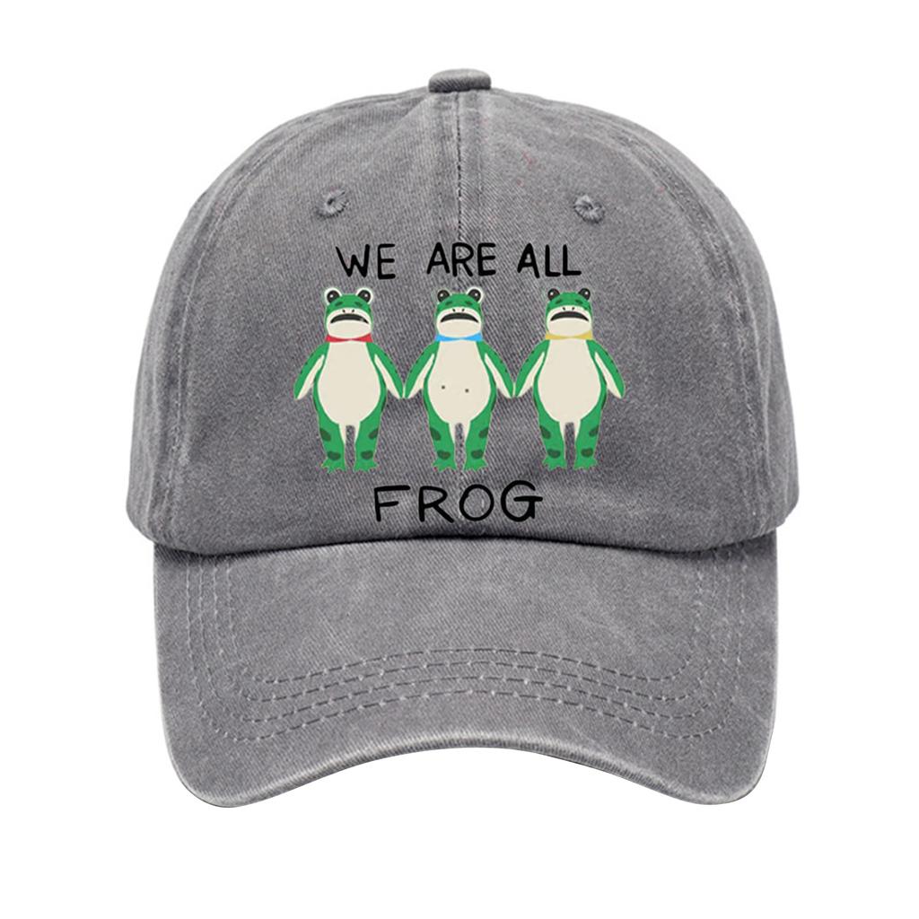 Men's Washed Cotton Baseball Cap With Printed Distressed Soft Top Denim Hat, Vintage Hat