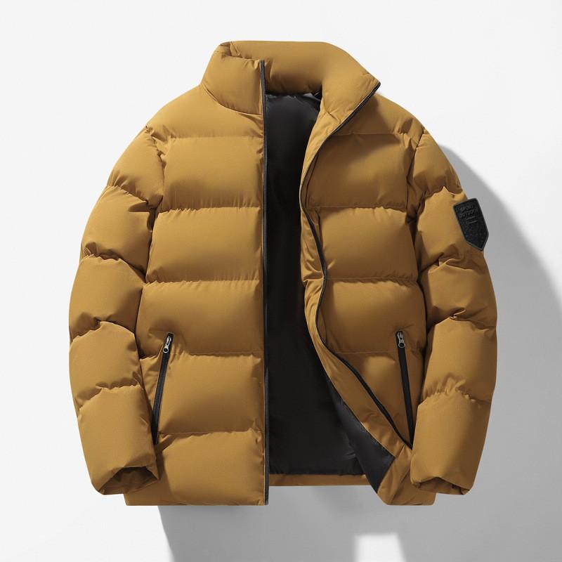 Mens Womens Winter Thick Cotton Puffer Jacket Stand Collar Zip Front Casual Streetwear Outerwear Youth