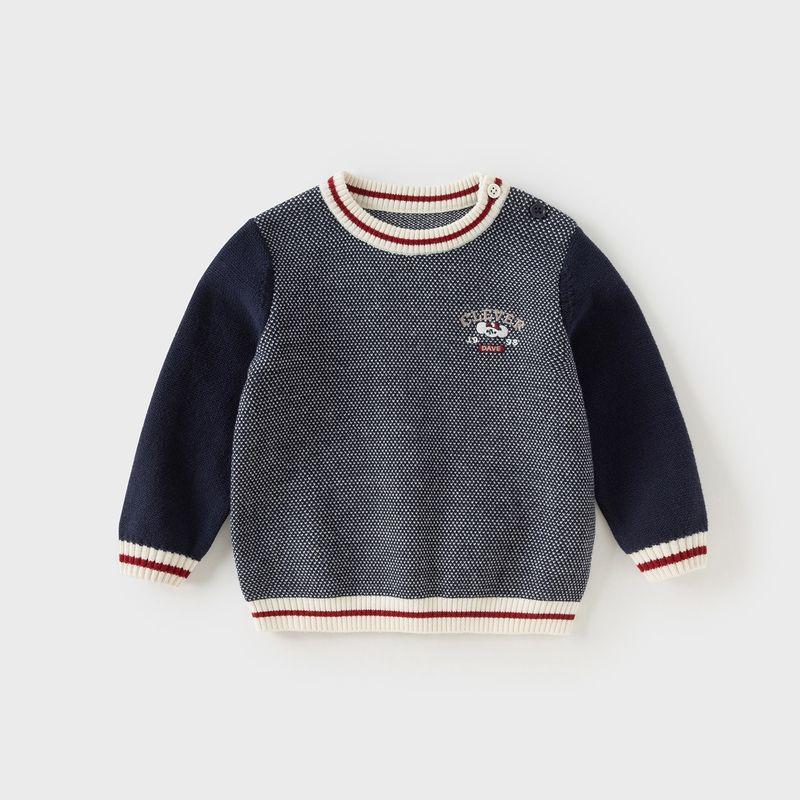 David Bella Children s Knit Sweater 2026 Winter New Boys  Class a Pullover Sweater Boys  Base Layer Top Navy Blue [Ready Stock] 110
