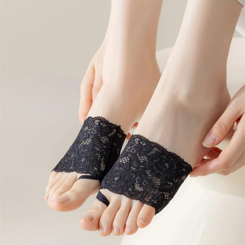 2pcs Lace Forefoot Pads for Women High Heels Half Insole Foot Care Breathable Summer Invisible No Show Socks Women Sock Slippers