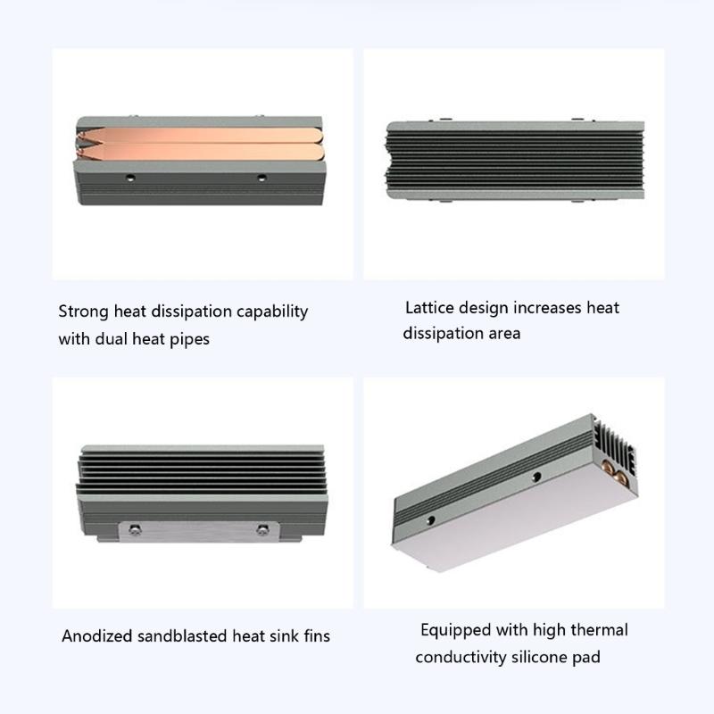 High Efficiency Cooling Solution For M.2 12 2280 SSDs Featuring Aluminum Construction And Silents Operation