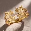 Titanium Steel Bracelet, Vintage Fashion Leaf Open Bangle, Hollow Leaf Gold-plated Women's Full Diamond Hand Jewelry Wholesale