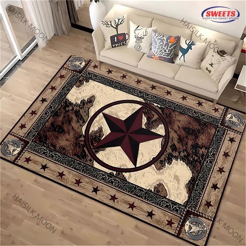 1PC Personalized Vintage Pentagram Pattern Carpet Living Room Bedroom Sofa Large Area Decorative Mat Kids Play Non-slip Rug Gift
