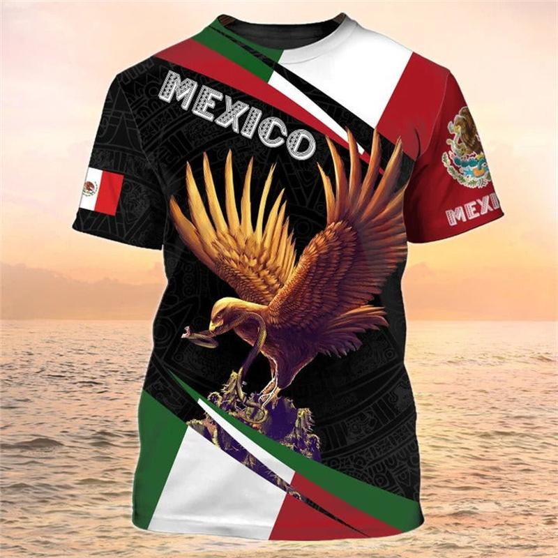 Mexico Flag Printed T Shirt Fashion Street National Emblem Pattern Tee Top Mexican Culture 2025 Fashion New Men Women T Shirts