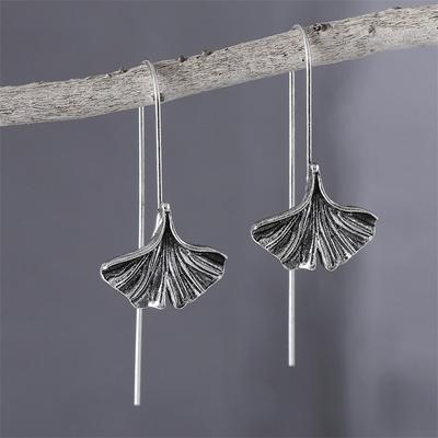 Bohemian Frische Ginkgo-Blatt-Ohrringe Literarisches Temperament Blatt-Ohrringe
