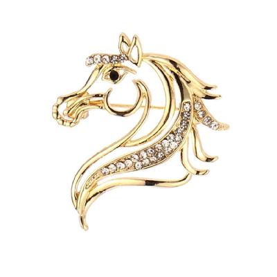 Shining Horse Head Decorative Pin Brooch Premium Alloy Material Crystal Accents Versatile For Daily Occasions Party