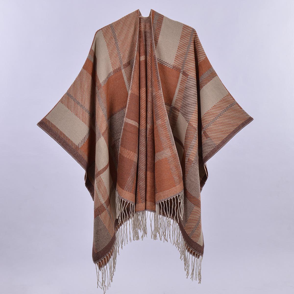 

DX внешняя торговля экспорт женская ромбовидная кисточка удлиненная популярная имитация кашемира шаль передняя и задняя стороны можно использовать утолщенную накидку One size