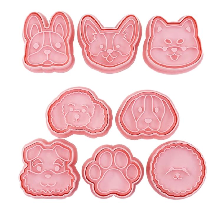 

8Pcs Dogs Head Cookie Cutters Cartoon Pressable Biscuits Mold Party Supplies 1