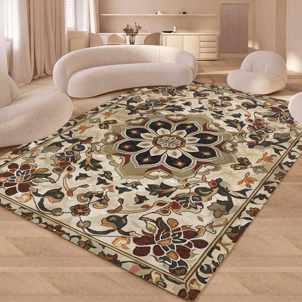

Boho Area Rugs Washable Vintage mandala Neutral Large Carpet for Dinning Room Living Room Bedroom Farmhouse Non Slip Mat 40x60cm