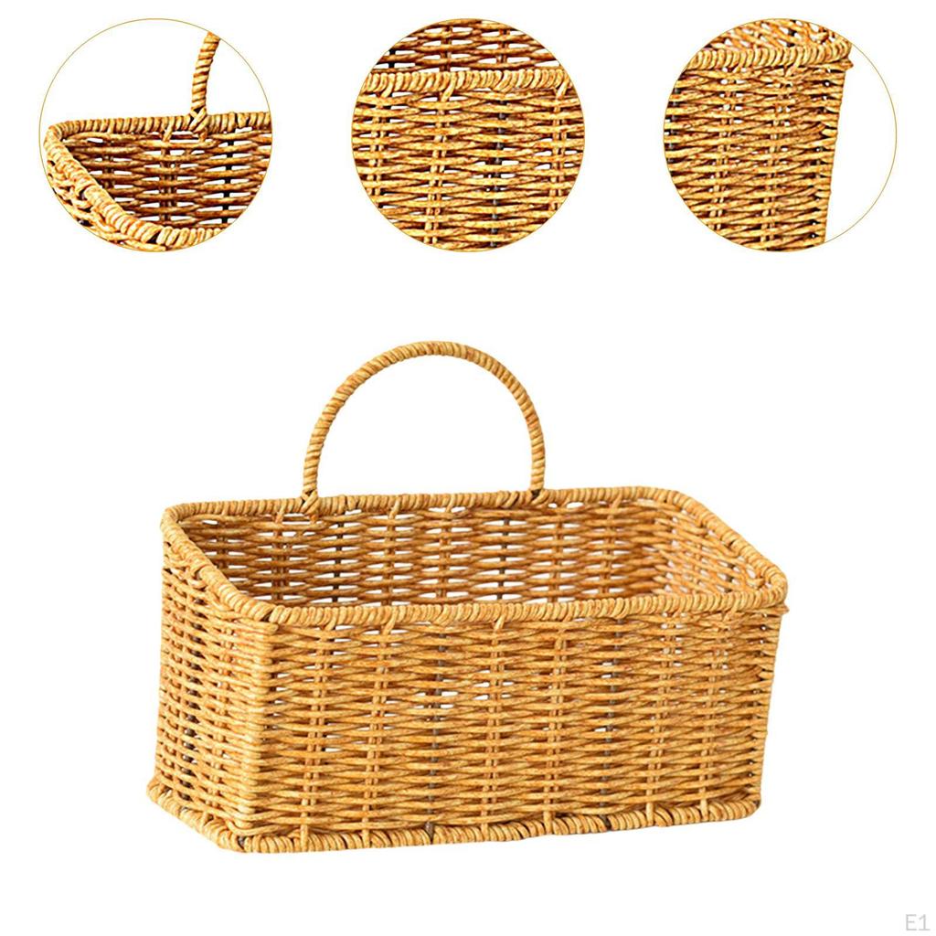 Woven Hanging Basket, Wall Mounted Storage Organizer, Fruit Basket Weaving for