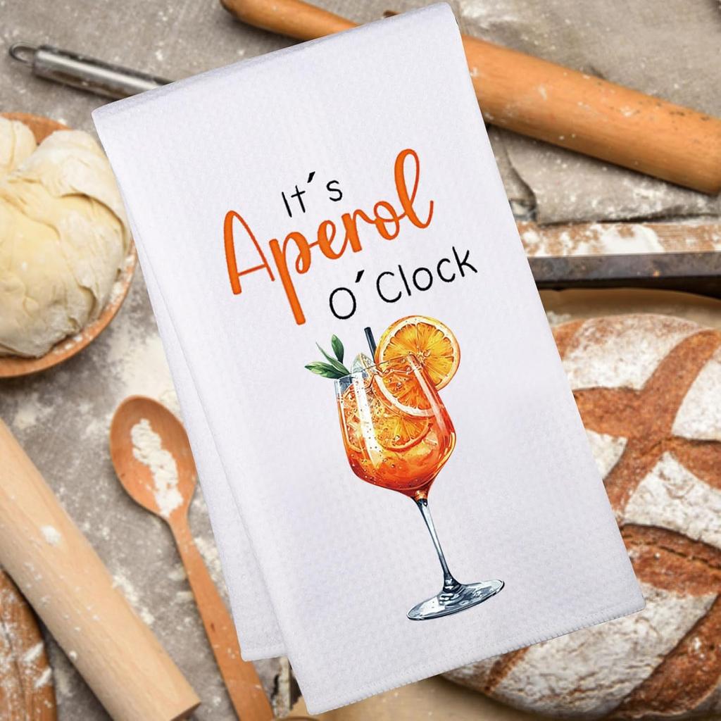 JNIAP Aperol Spritz Kitchen Towel Aperol Spritz Themed Gift Aperol Spritz Dish Towel Italian Aperol Spritz Lover Gifts Aperol Spritz Hand Towels