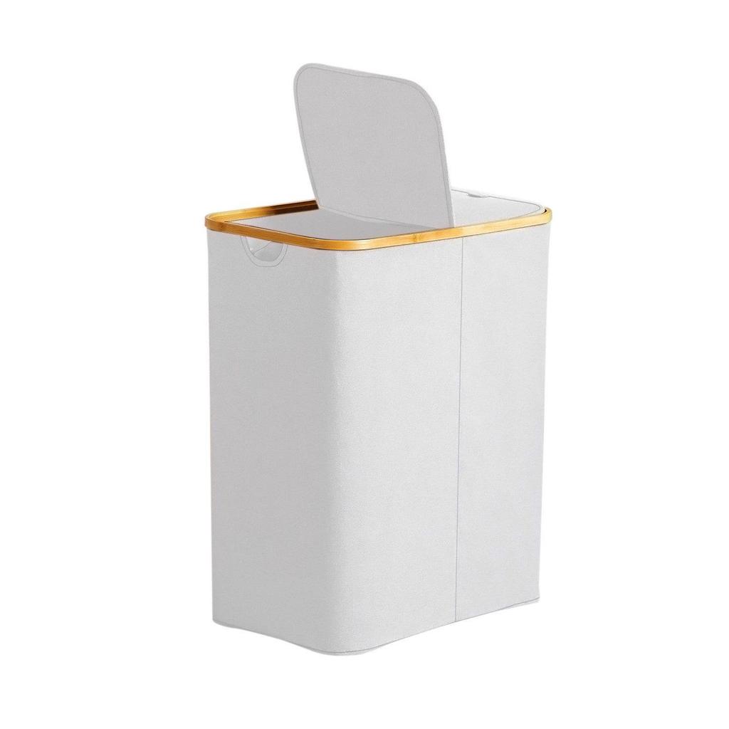 Składany bambusowy kosz na pranie z pokrywką - Bardzo duży kosz z tkaniny Oxford z wewnętrzną torbą