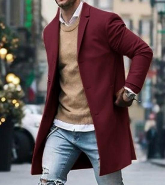wine red coat men