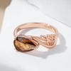 Anillo de Ala Brillante Marrón Zircón Natural para Mujer Color Oro Rosa Accesorios de Novia Joyería Diaria de Alta Calidad