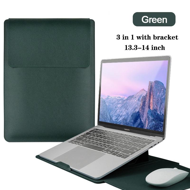 Multipurpose Laptop Sleeve 13/14/15/16 Inch With Bracket Waterproof Laptop Bag Laptop Case Macbook Sleeve Air Pro PU Leather