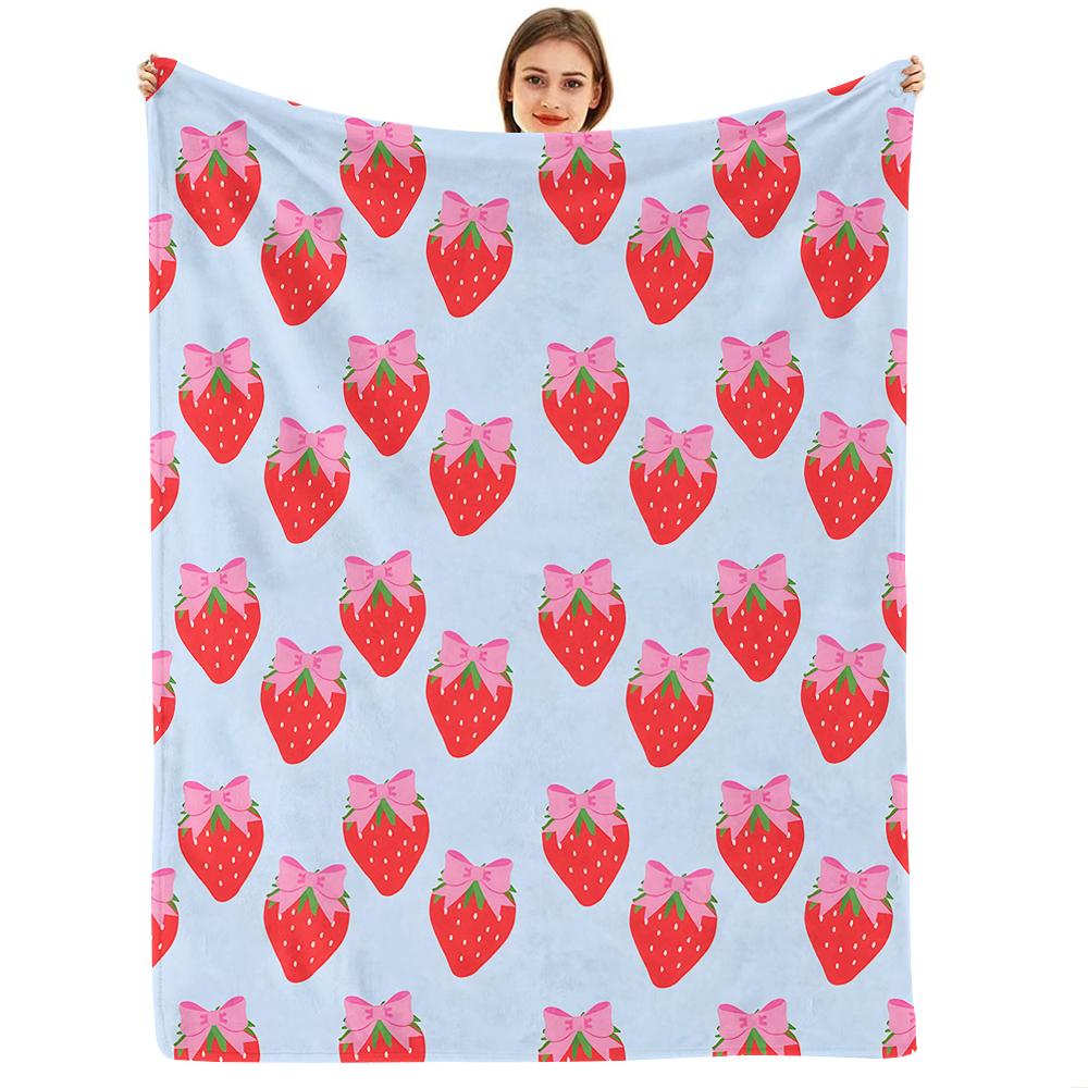 Blue Rose Watercolor Cartoon Anime Print Flannel Blanket Soft Warm Throw for Kids Bedroom Sofa Christmas Office Car