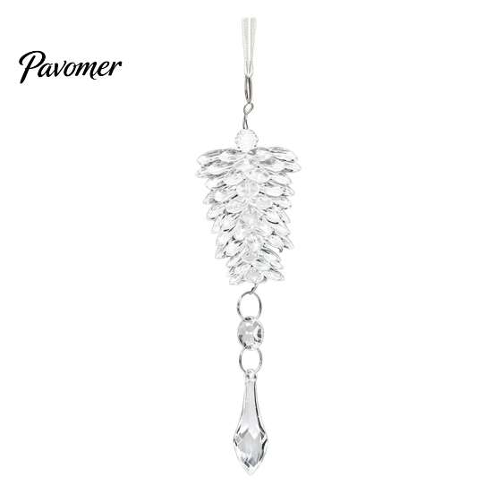 Reusable Holiday Home Decor Acrylic Pine Cone Pendant with Faux Crystal Drop, Christmas Tree Gradient Color Decorative Pendants Hanging Ornaments,