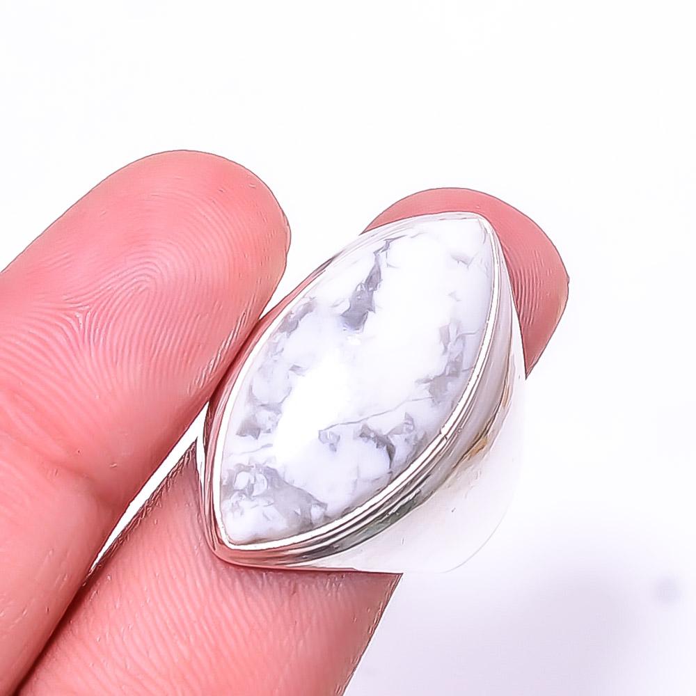 

Натуральный белый говлит - кольцо из стерлингового серебра 925 пробы с драгоценным камнем из США S.9 R17