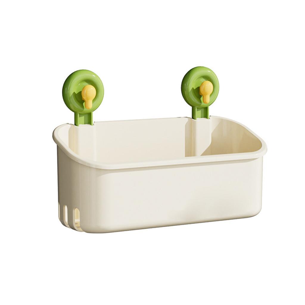 Wall Mounted Suction Cup Storage Basket Bathroom Organizer No Drilling Required Deep Storage Rack for Toiletries and Daily Essentials