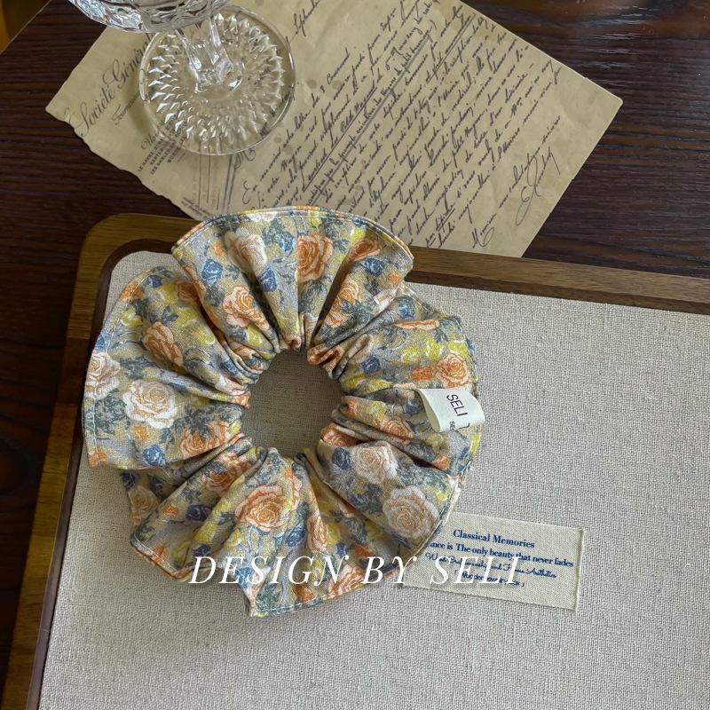 Масляная живопись Шампанское Роза Винтажный Французский Резинка для волос Жемчуг Классический Элегантный