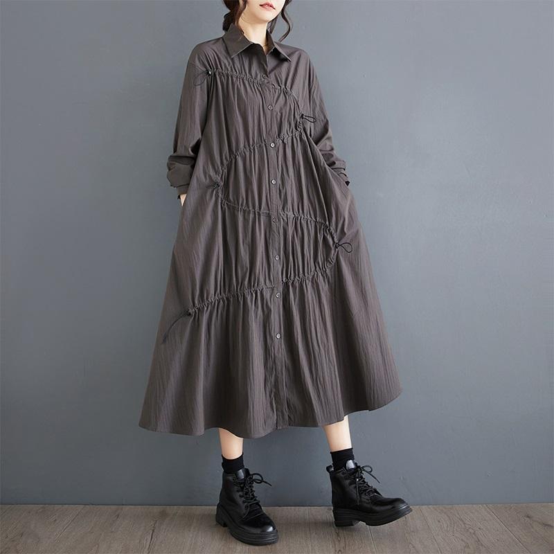 Long Sleeve Plus Size Vintage New In Dresses for Women Casual Loose Spring Autumn Shirt Dress