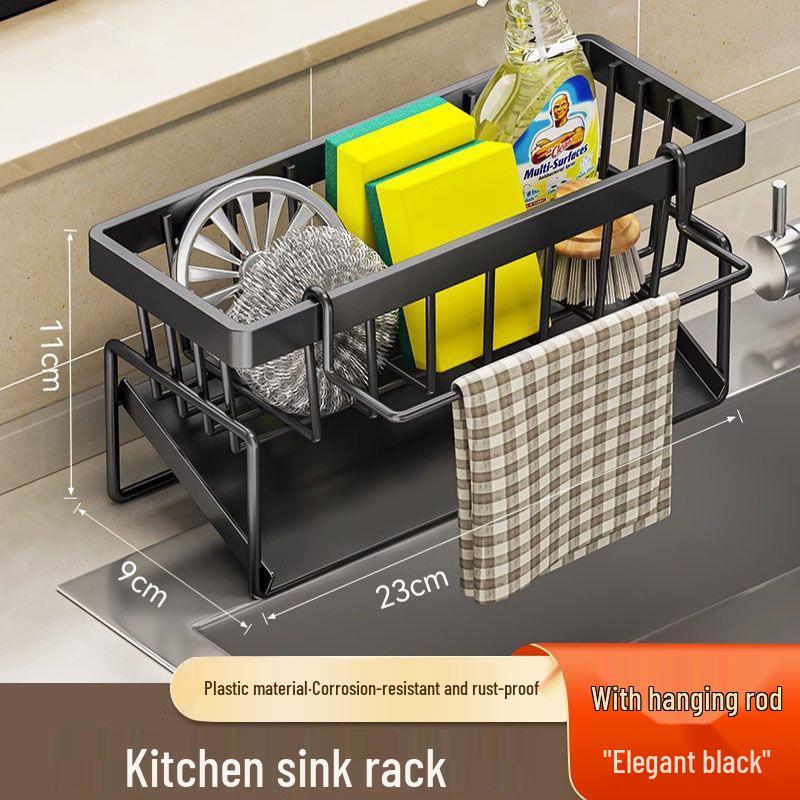 

Kitchen Storage Rack: Dishcloth, Sponge, Steel Wool, Draining, and Seasoning Organizer for Sink Countertops