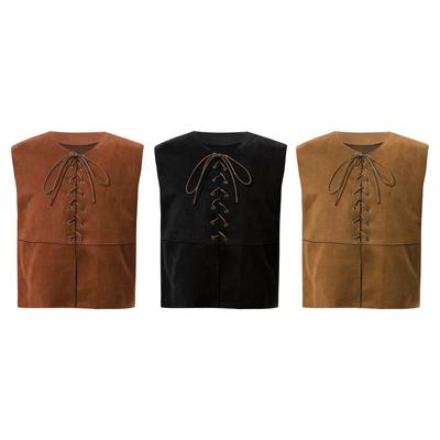 Kids Unisex Renaissance Medieval Costume Vest Lace-up Tank Tops Halloween Party Clothes