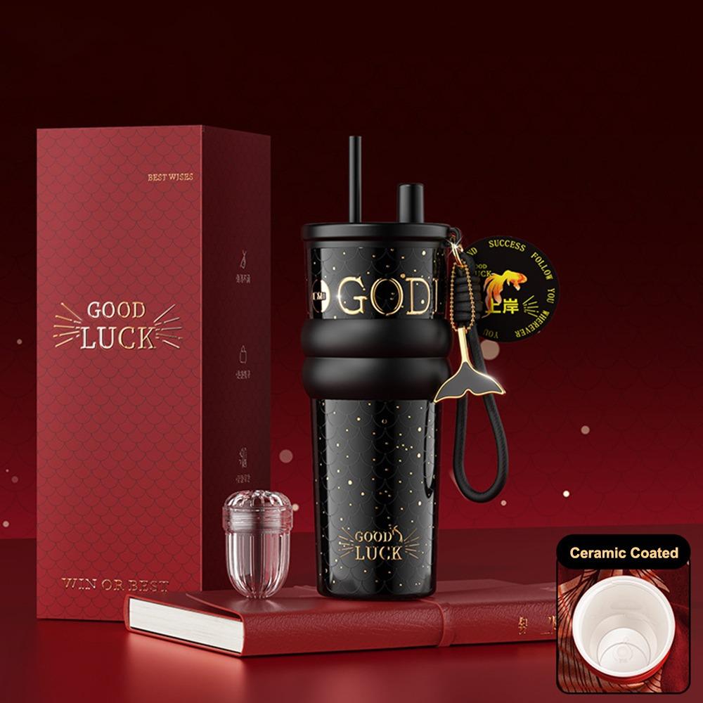 

710ML Ceramic Coated Coffee Cup Insulation Or Cooling Keeps Both Hot and Cold Vacuum Cup SUS316 Stainless Steel High-Capacity 710ml чёрный