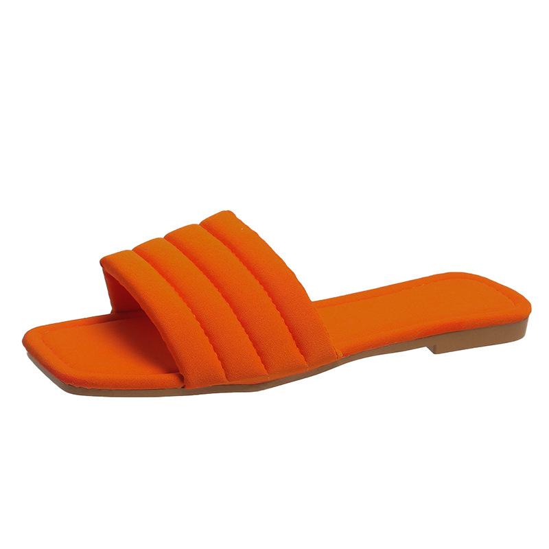 

New flat-bottomed cool slippers, European and American fashion casual outer wear one-character simple large size 2025 foreign trade women s shoes 43 помаранчевий