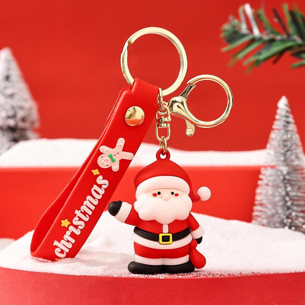 Niedlicher Cartoon Weihnachts Schneemann Gummi Schlüsselanhänger - Weicher Anhänger für Schlüssel oder Taschen