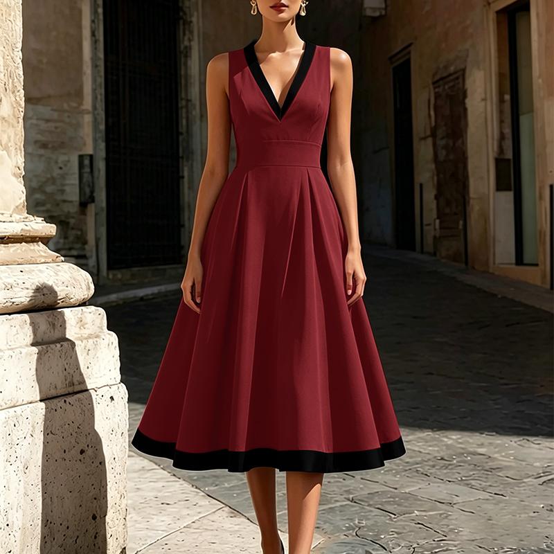 ZANZEA Women Casual V-Neck Elegant Sleeveless A-line Dress