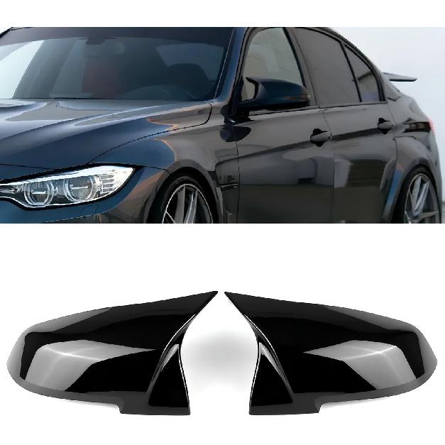 GSRECY Door Side Wing Rearview Mirror Cover Cap Compatible with BMW F20 F21 F87 M2 F23 F30 F36 X1 E84 Gloss Black - M4 Style (Pack of 2)