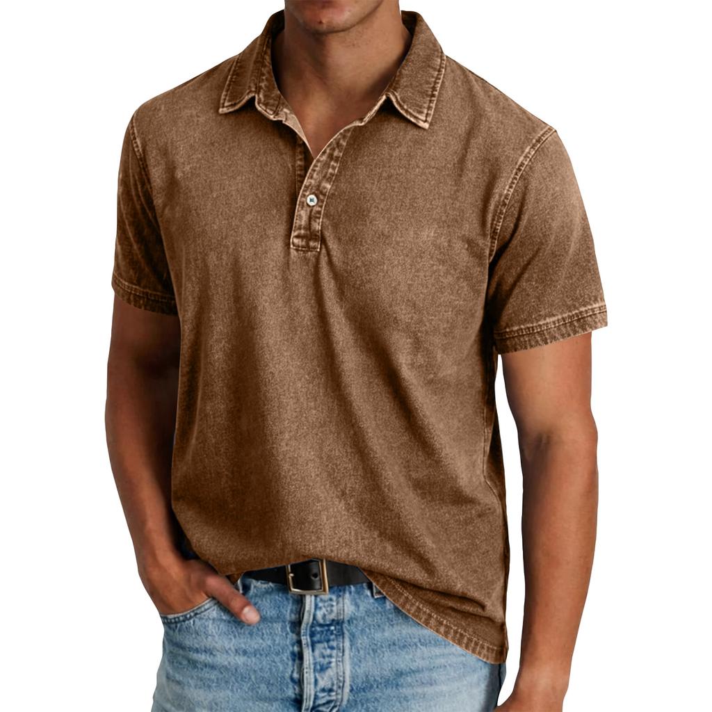 Men's Summer Color Pocket Sports Buttons Short Sleeve Shirt Men's Sports Casual Short Sleeve Shirt