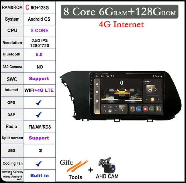 9 Lnch Android 14 For Hyundai I20 2021 -2022 Car Radio Player GPS Navigation Multimedia Stereo 4G LET