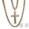 60cm/24inch Titanium Steel Jesus Christ Crucifix Cross Pendant Necklace for Men