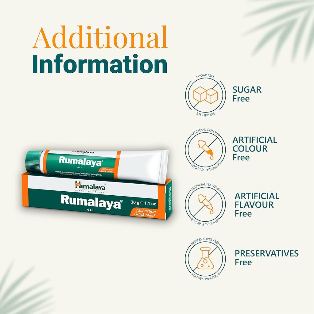 Himalaya Rumalaya Gel 30G Quick Relief For Body Pain Knee Pain Back Pain Muscle Discomfort Joint Stiffness Swelling Relief Ayurvedic Formula