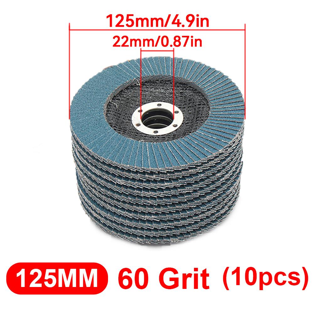10Pcs 125mm Flat Flap Discs 5" 40/60/80/120Grit Angle Grinder Sanding Discs Grinding Wheels Angle for Metal Wood Polishing
