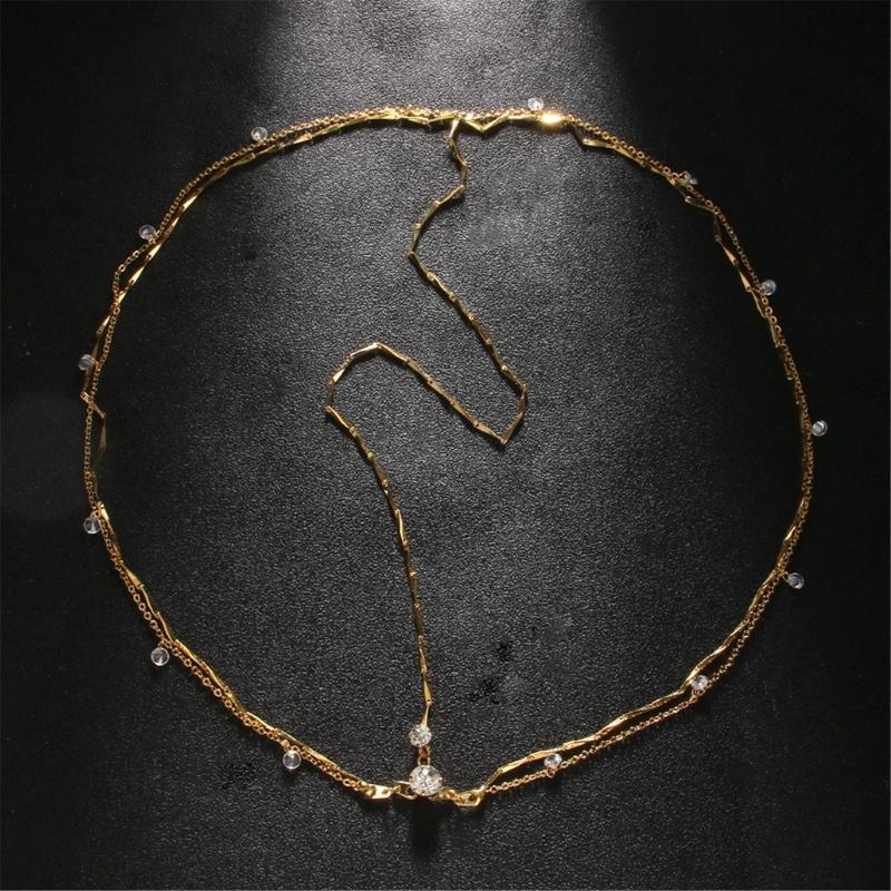 Elegant Crystal Head Chain Stylish Forehead Chain Jewelry Multilayers Tassels Rhinestone Hairpiece for Women Girls