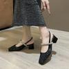 Fashion Sandals for Women's Summer Flat Toe Sandals with Thick Heel and Square Toe Mesh Diamond Studded Polka Toe Mary Jane Shoes Women